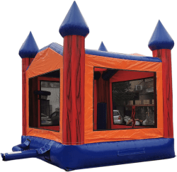 01 14 Foot Blue Orange Marble 14' X 14' Castle Bouncer